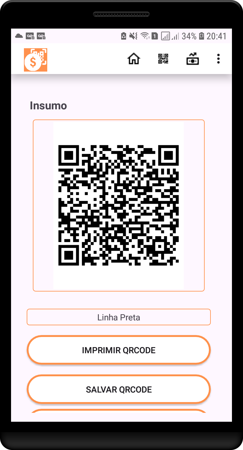 Pantalla de identificación de produtos mediante código QR